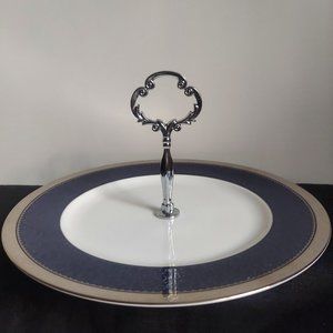 Noritake Odessa Cobalt Platinum Handled Tray